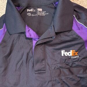 FedEx Men's Black and Purple Polo Shirt Long Sleeve Multiple Sizes
